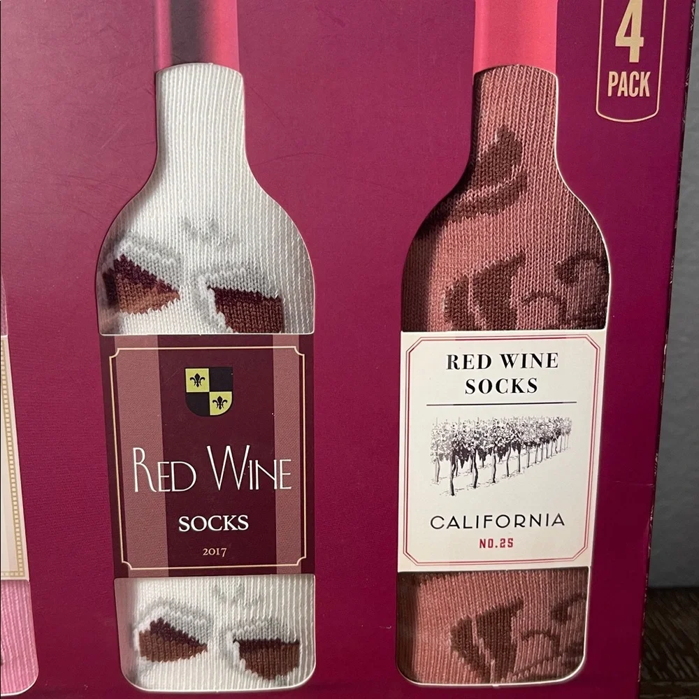 Red Wine Themed Socks Set by Orrsum Sock Co ~ Ladies 4 Pack Size 5-9 NEW